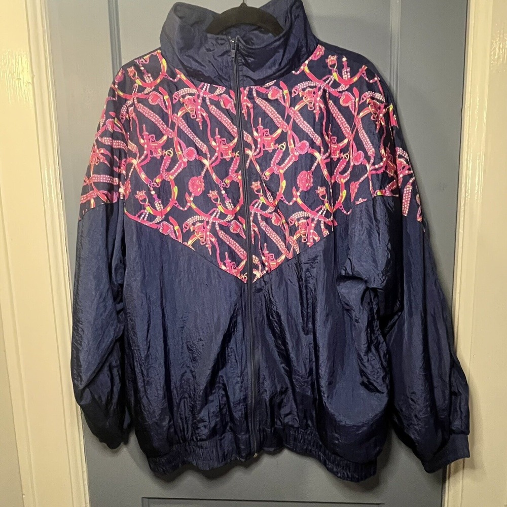 Vintage b.i.Gear Sport 80s 90s Retro Windbreaker Jacket Women's Size 18W Nylon